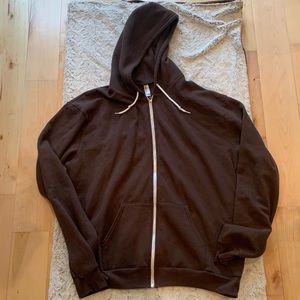 American Apparel Men's Flex Fleece Long Sleeve Zip Hoodie (XXL, Brown)